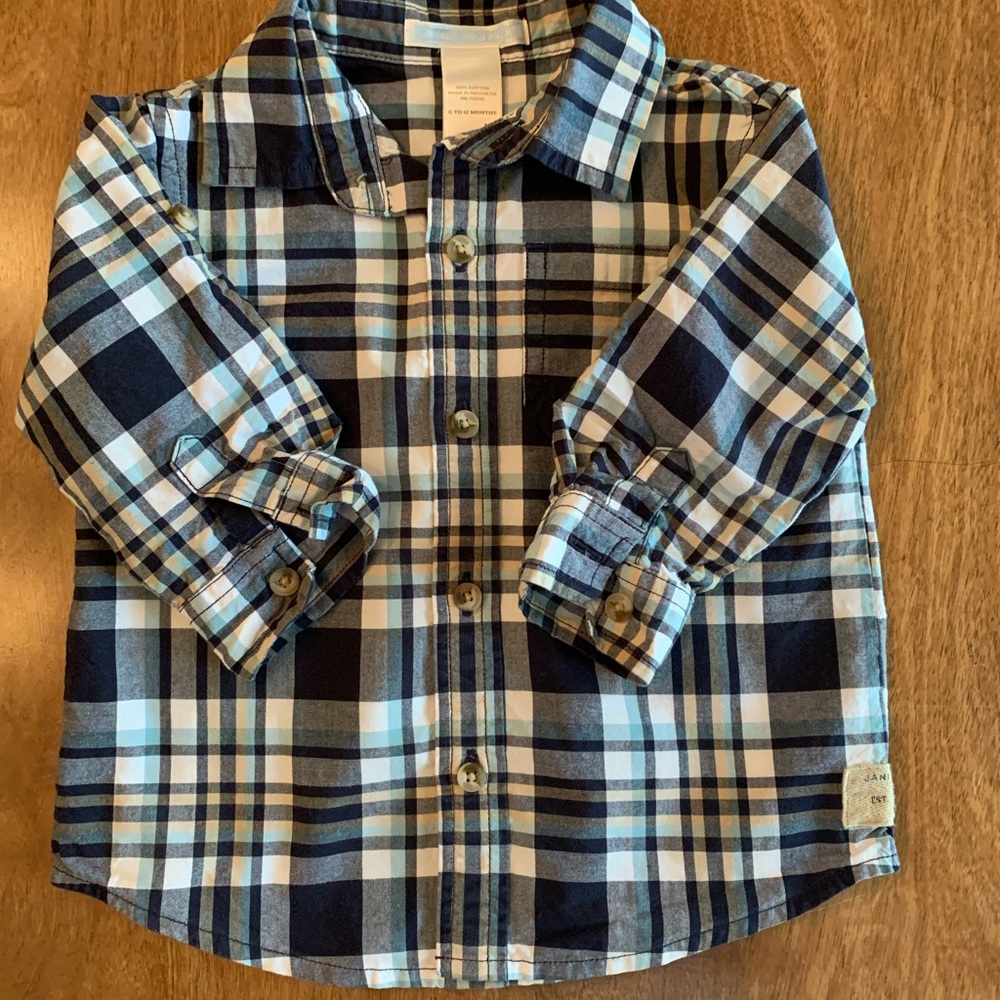 Janie and jack boys button down plaid oxford shirt